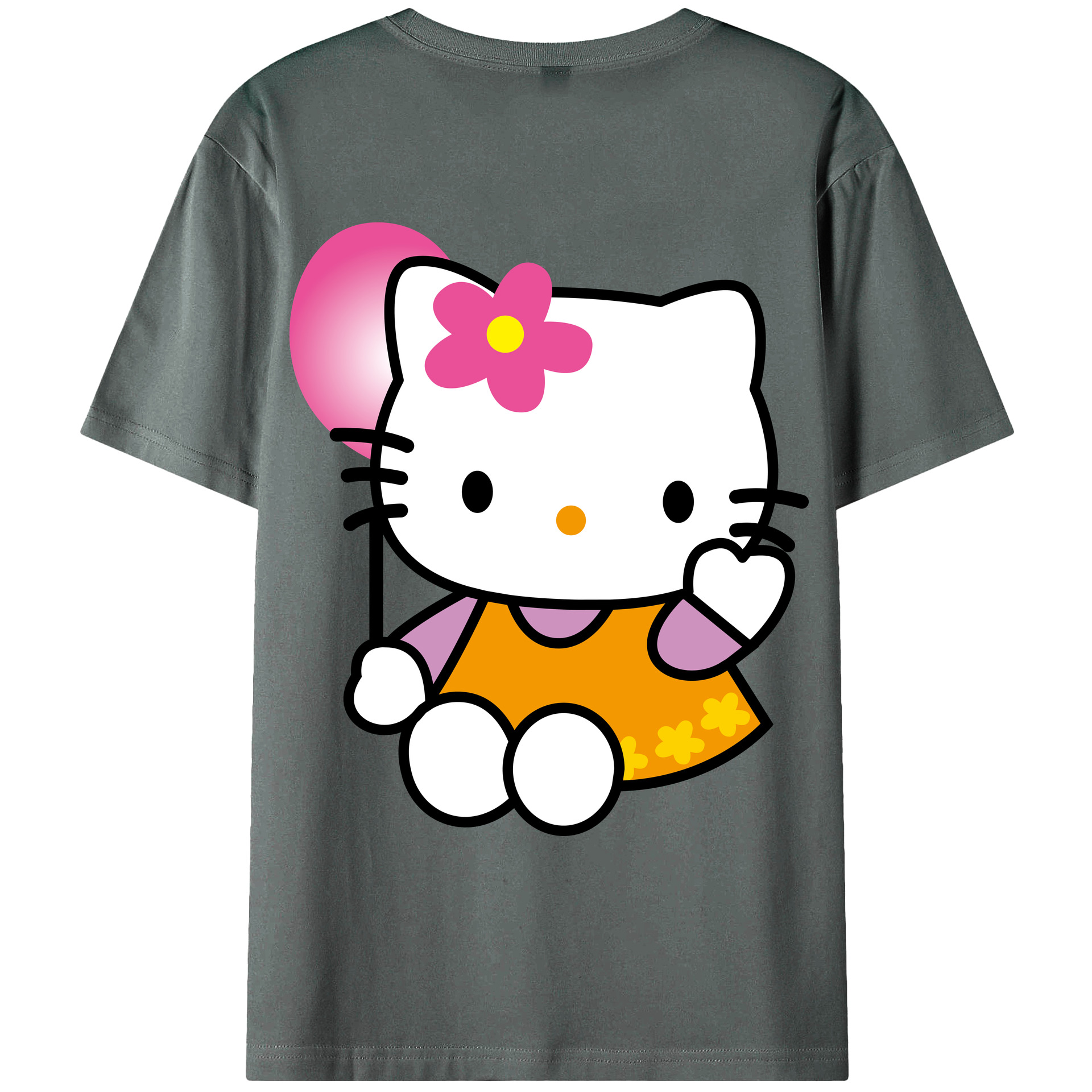 （画像用） Hello Kitty ハローキティ 綿100％ メンズ半袖Tシャツ（バックプリント） 通気性